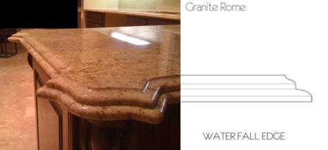 Water Fall Edge Countertop Image - Rome Granite and Tile
